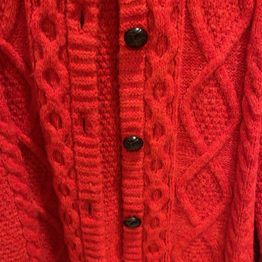 BDG Women's Vibrant Red Button-Up Cardigan - Picture 3 of 5